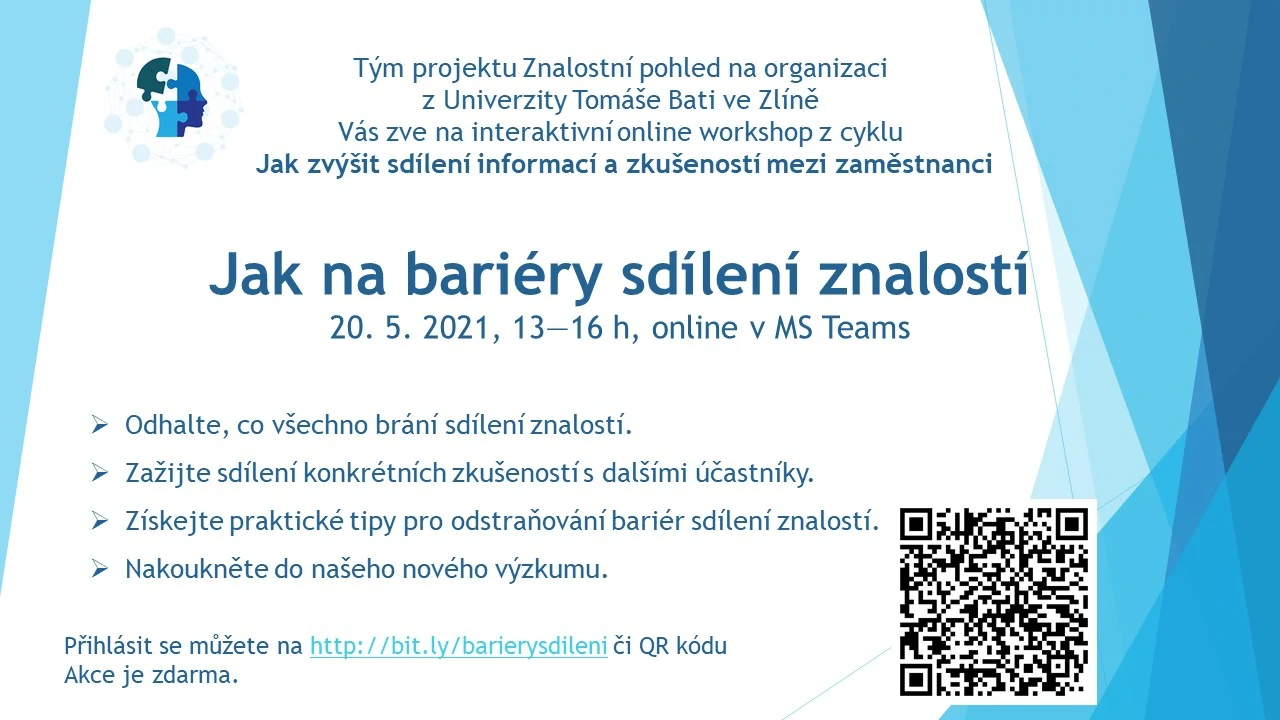 Bariéry sdílení znalostí -pozvánka na webinář